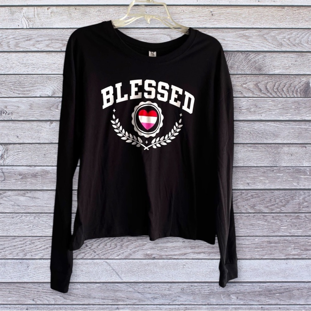 Hybrid long sleeve tee Blessed with heart large